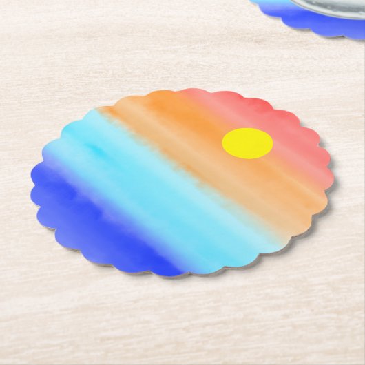 Sunset on oceaanwaterverf Abstracte kunst Ombre Kartonnen Onderzetters (Gekanteld)