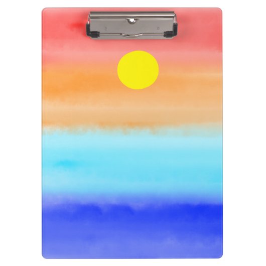 Sunset on oceaanwaterverf Abstracte kunst Ombre Klembord (Voorkant)