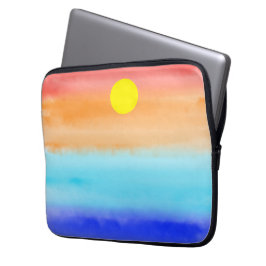 Sunset on oceaanwaterverf Abstracte kunst Ombre Laptop Sleeve