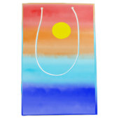 Sunset on oceaanwaterverf Abstracte kunst Ombre Medium Cadeauzakje (Voorkant)