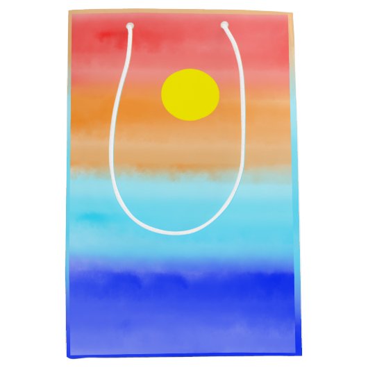 Sunset on oceaanwaterverf Abstracte kunst Ombre Medium Cadeauzakje (Voorkant)