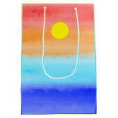 Sunset on oceaanwaterverf Abstracte kunst Ombre Medium Cadeauzakje (Achterkant)