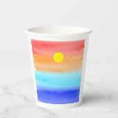 Sunset on oceaanwaterverf Abstracte kunst Ombre Papieren Bekers (Voorkant)