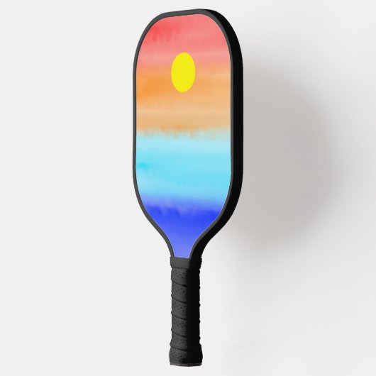 Sunset on oceaanwaterverf Abstracte kunst Ombre Pickleball Paddle (Links)