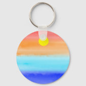 Sunset on oceaanwaterverf Abstracte kunst Ombre Sleutelhanger (Voorkant)