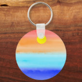 Sunset on oceaanwaterverf Abstracte kunst Ombre Sleutelhanger (Voorkant)