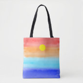 Sunset on oceaanwaterverf Abstracte kunst Ombre Tote Bag (Voorkant)