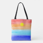 Sunset on oceaanwaterverf Abstracte kunst Ombre Tote Bag (Achterkant)