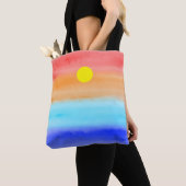 Sunset on oceaanwaterverf Abstracte kunst Ombre Tote Bag (Dichtbij)