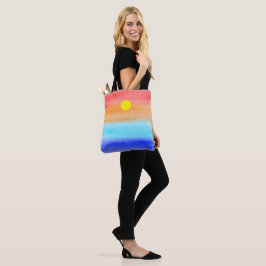 Sunset on oceaanwaterverf Abstracte kunst Ombre Tote Bag