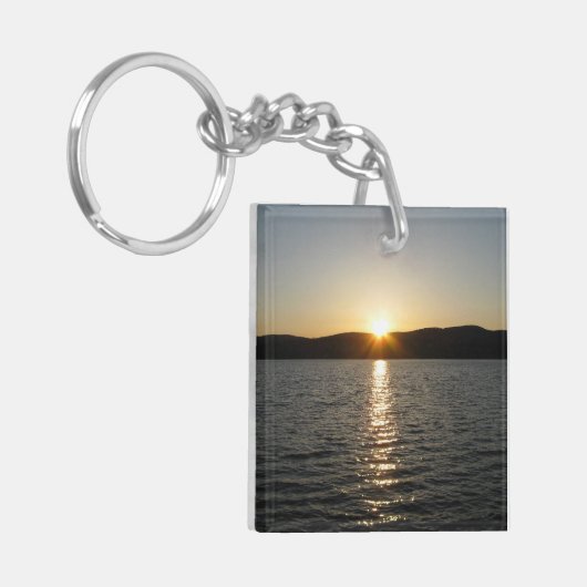 Sunset on Onota Lake: Horizontaal Sleutelhanger (Voorkant Links)