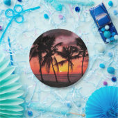 Sunset on Paradise Island Beach Papieren Bordje (Feest)