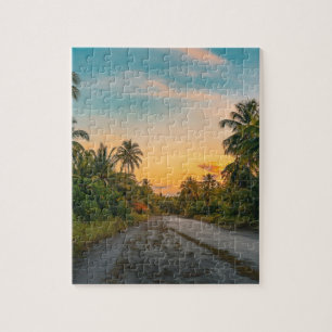 Sunset on Sandy Beach Path Legpuzzel