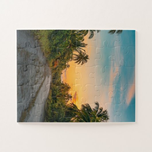 Sunset on Sandy Beach Path Legpuzzel (Horizontaal)
