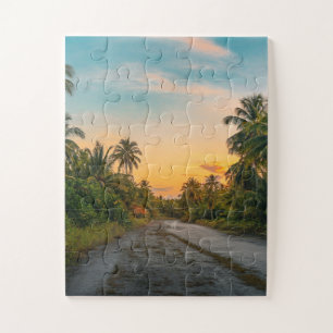 Sunset on Sandy Beach Path Legpuzzel