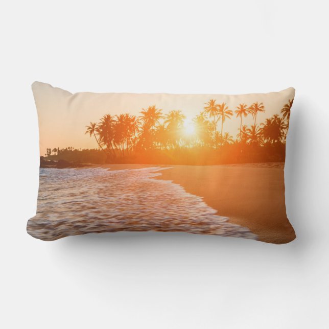 Sunset on the Beach with Coconut Palms | Sri Lanka Kussen (Voorkant)