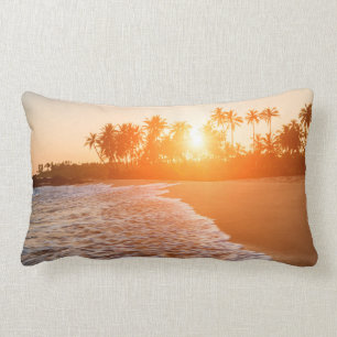 Sunset on the Beach with Coconut Palms   Sri Lanka Kussen