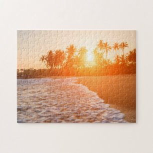 Sunset on the Beach with Coconut Palms   Sri Lanka Legpuzzel