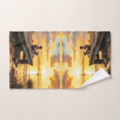 Sunset on the dock on the lake bad handdoek (Handdoek)