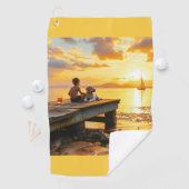 Sunset on the dock on the lake golfhanddoek (Insitu)