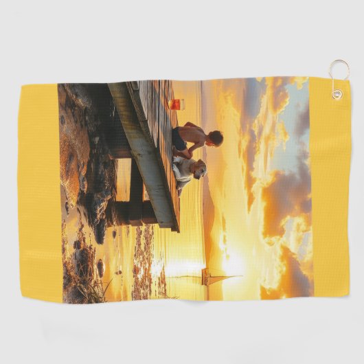 Sunset on the dock on the lake golfhanddoek (Horizontaal)