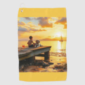 Sunset on the dock on the lake golfhanddoek (Voorkant)