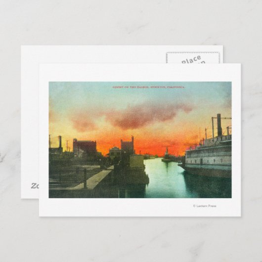Sunset on the Harbour ViewStockton, CA Briefkaart (Voorkant / Achterkant)
