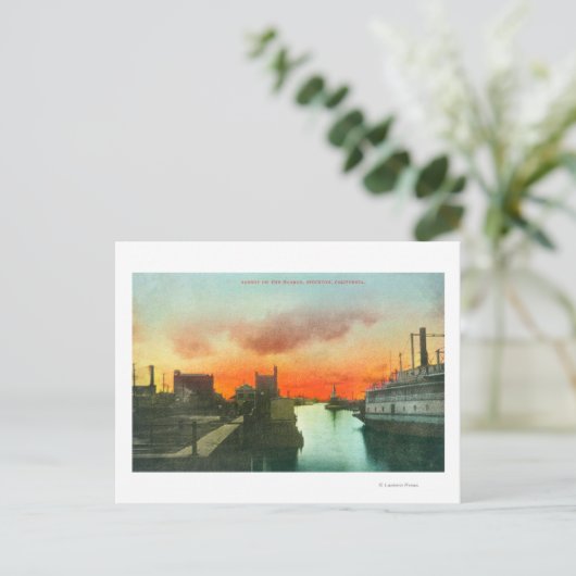 Sunset on the Harbour ViewStockton, CA Briefkaart (Staand voorkant)