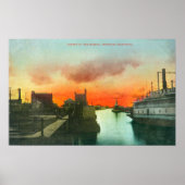 Sunset on the Harbour ViewStockton, CA Poster (Voorkant)