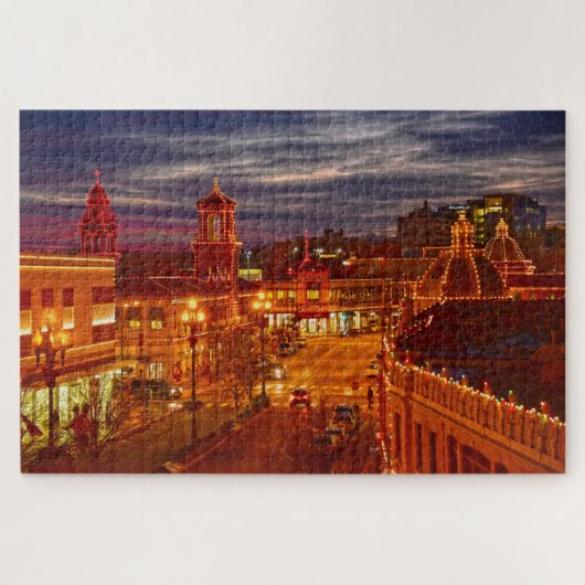 Sunset on the Kansas City Plaza lights Legpuzzel (Horizontaal)
