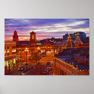 Sunset on the Kansas City Plaza lights Poster