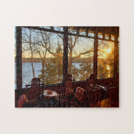 Sunset on the Lake | Peaceful Cabin Covered Porch Legpuzzel