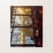 Sunset on the Lake | Peaceful Cabin Covered Porch Legpuzzel (Verticaal)