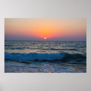 Sunset on the Mediterranean Zee Israel. Poster