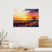 Sunset on the Prairie Waterverf Poster (Keuken)