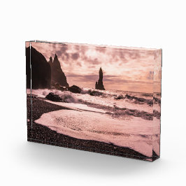 Sunset on the Reynisfjara black zandstrand, IJslan Fotoblokken