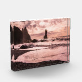 Sunset on the Reynisfjara black zandstrand, IJslan Fotoblokken (Links)