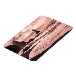 Sunset on the Reynisfjara black zandstrand, IJslan Magneet