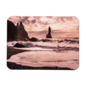 Sunset on the Reynisfjara black zandstrand, IJslan Magneet (Horizontaal)