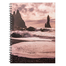 Sunset on the Reynisfjara black zandstrand, IJslan Notitieboek