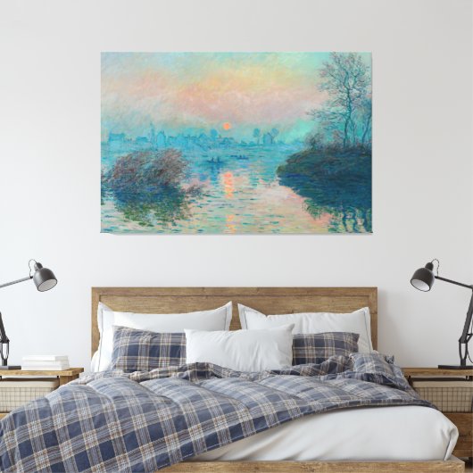 Sunset on the Seine at Lavacourt by Claude Monet Canvas Afdruk (Insitu (Slaapkamer))