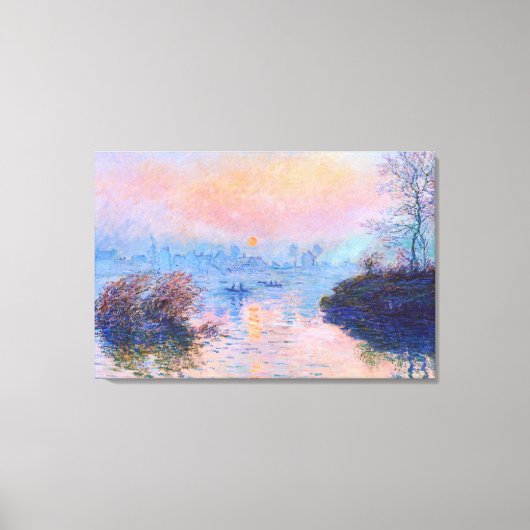 Sunset on the Seine at Lavacourt Monet Fine Art Canvas Afdruk (Voorkant)