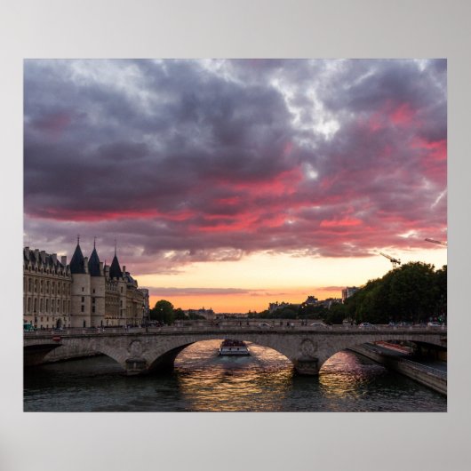 Sunset on the Seine River Poster (Voorkant)