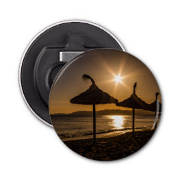 Sunset on the strand, Mallorca, Spanje Button Flesopener