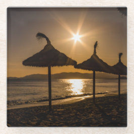 Sunset on the strand, Mallorca, Spanje Glazen Onderzetter