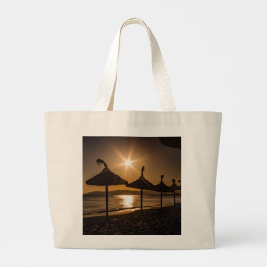 Sunset on the strand, Mallorca, Spanje Grote Tote Bag (Achterkant)