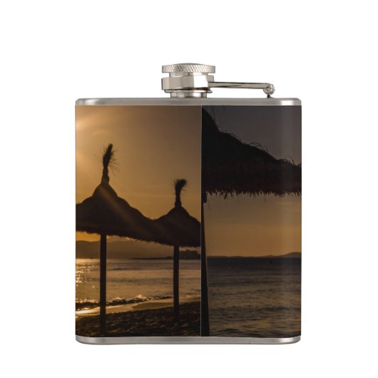 Sunset on the strand, Mallorca, Spanje Heupfles (Achterkant)