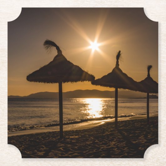 Sunset on the strand, Mallorca, Spanje Kartonnen Onderzetters (Voorkant)