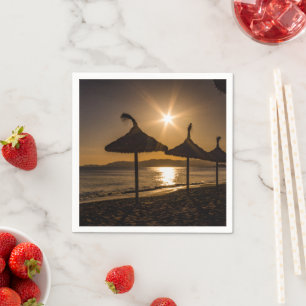 Sunset on the strand, Mallorca, Spanje Servet