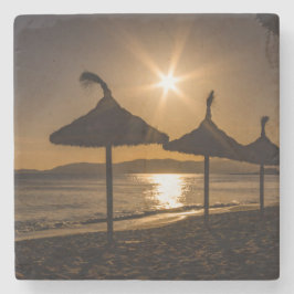 Sunset on the strand, Mallorca, Spanje Stenen Onderzetter